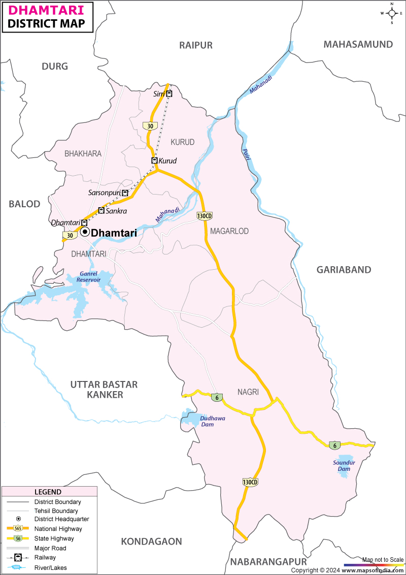 District Map of Dhamtari