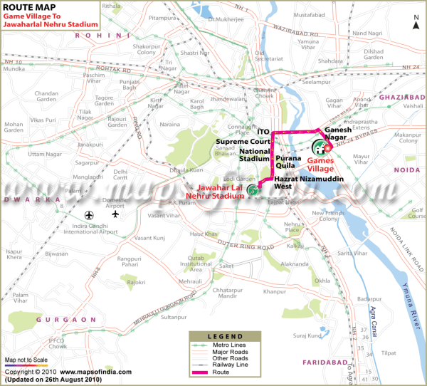 Games Village To Jawaharlal Nehru Stadium Route Map Games Village To Jawaharlal Nehru Stadium Route Map
