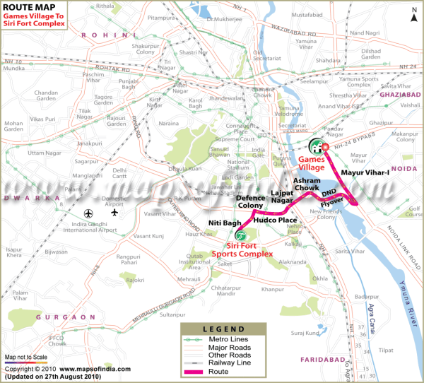 Games Village To Siri Fort Complex Route Map