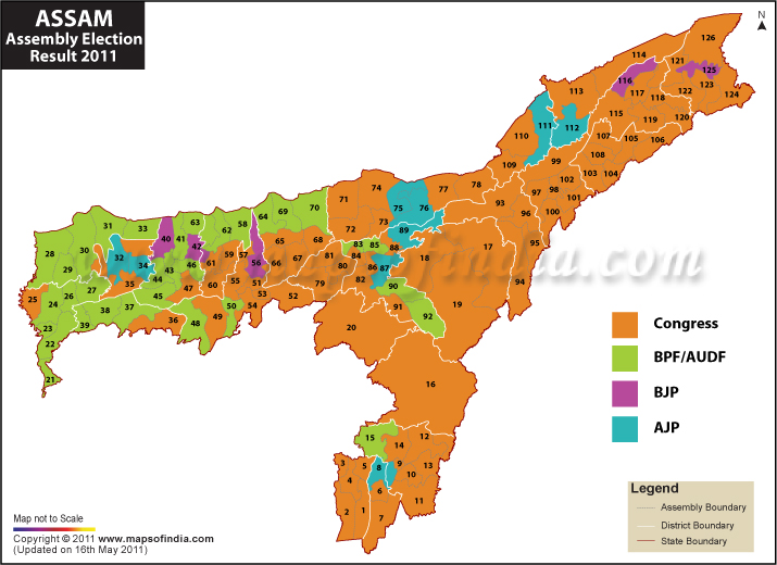 2011 Assam Assembly Election Result Map