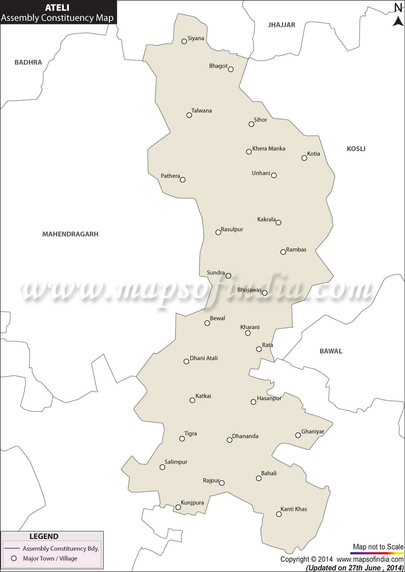 Map of Ateli Assembly Constituency