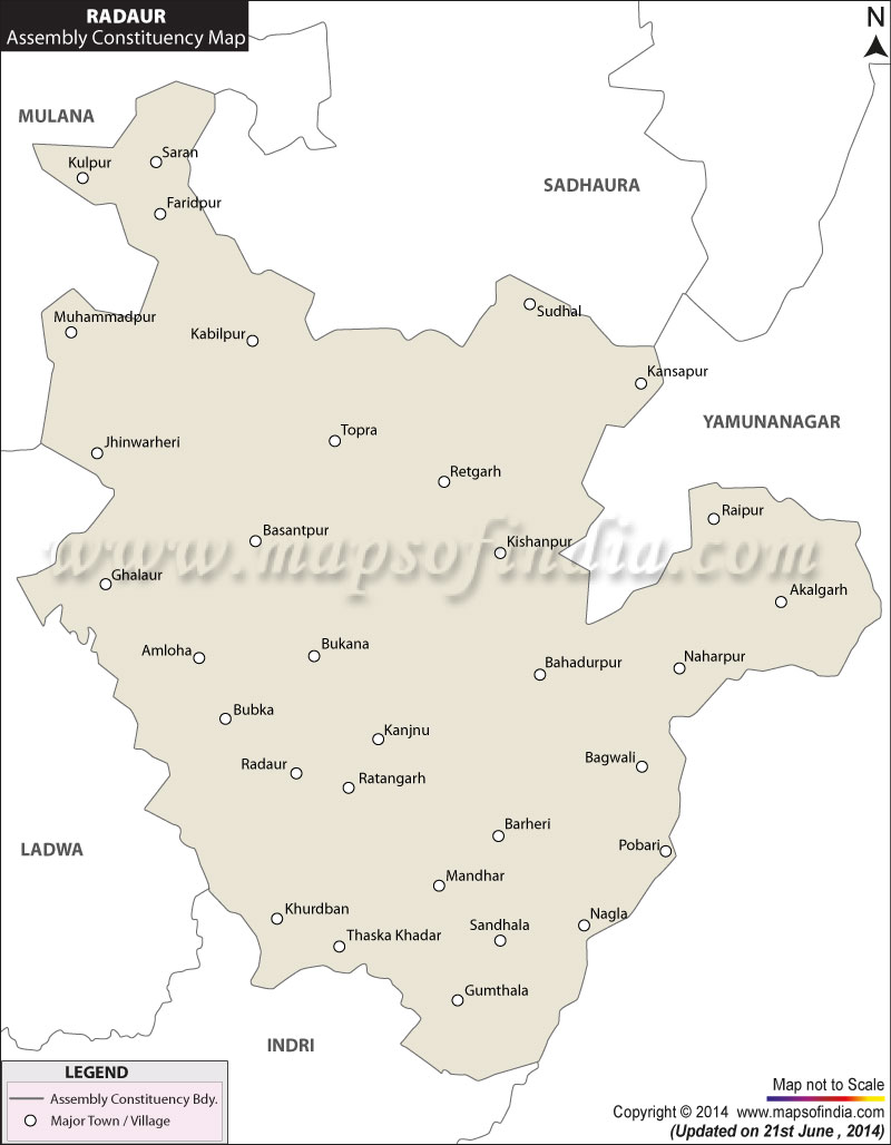 Map of Radaur Assembly Constituency