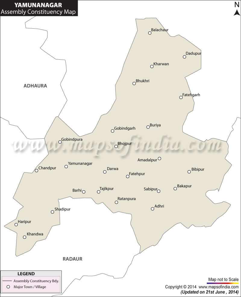 Map of Yamunanagar Assembly Constituency