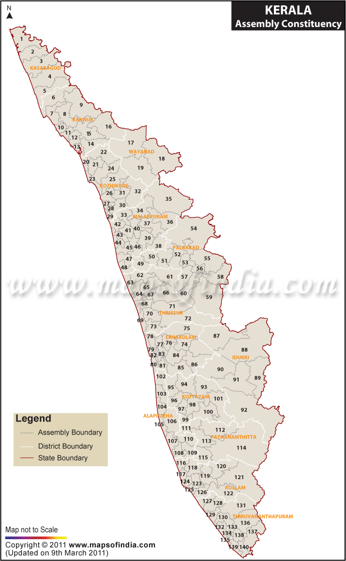 Assembly Constituencies Map of Kerala
