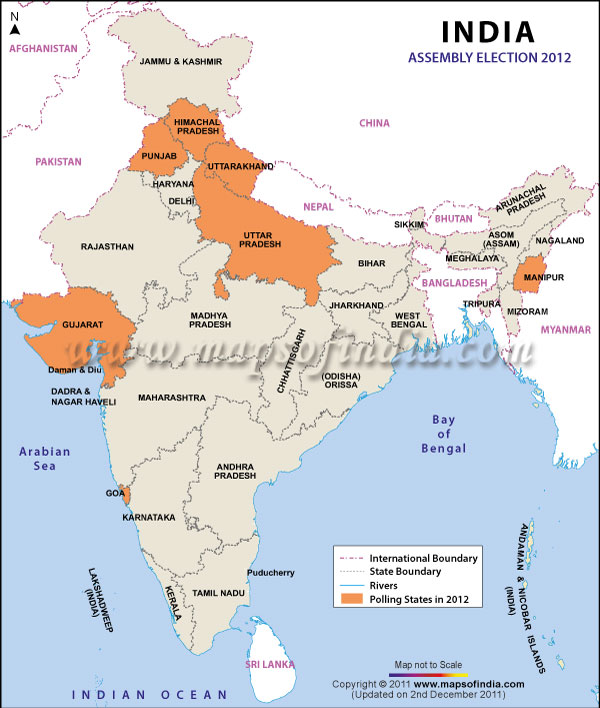Map of Legislative Assembly Elections in India 2012 Map of Legislative Assembly Elections in India 2012