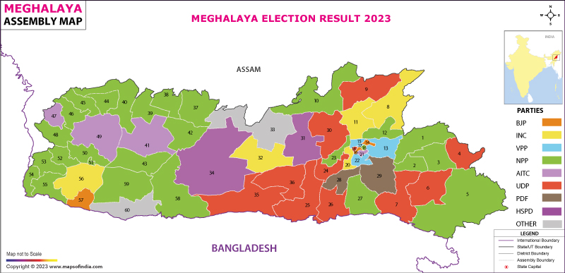 Meghalaya Assembly Election Results 2023 Map