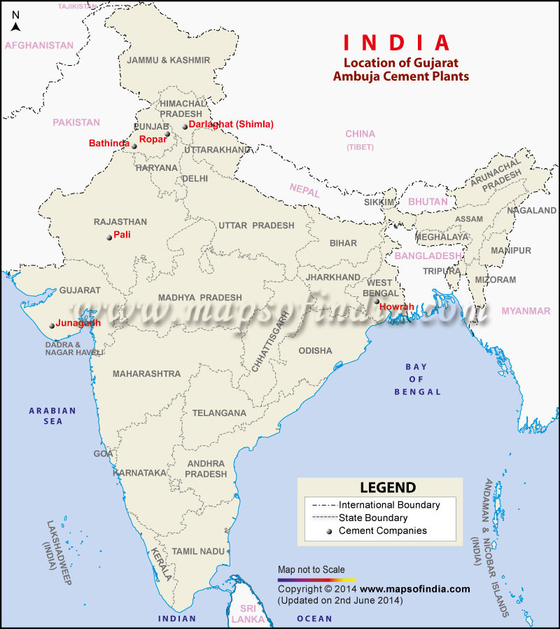Map of Gujarat Ambuja Cement Plants