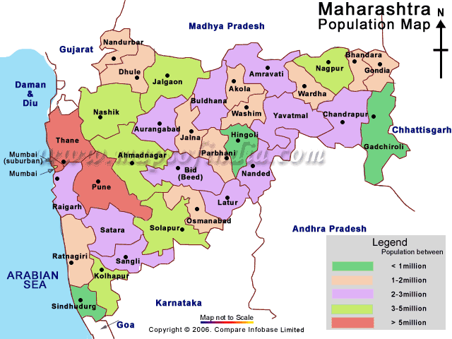 Maharashtra Population Map 2001