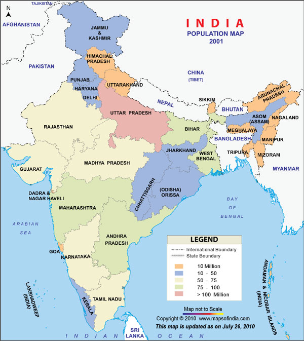 Clickable map of India Population