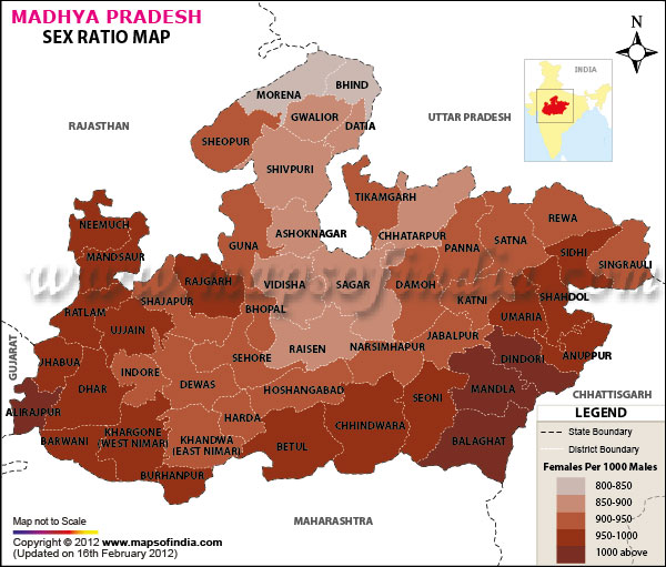 Map of Madhya Pradesh Sex Ratio
