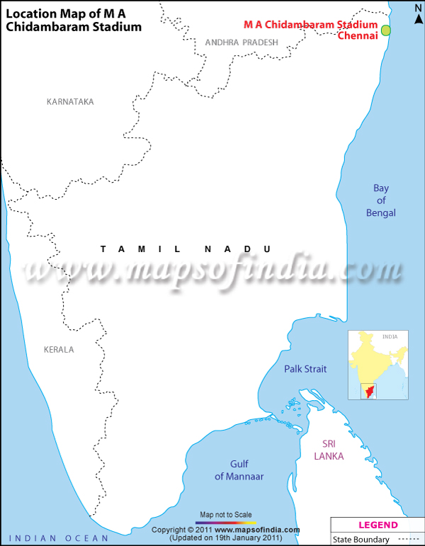 M A Chidambaram Stadium Location Map
