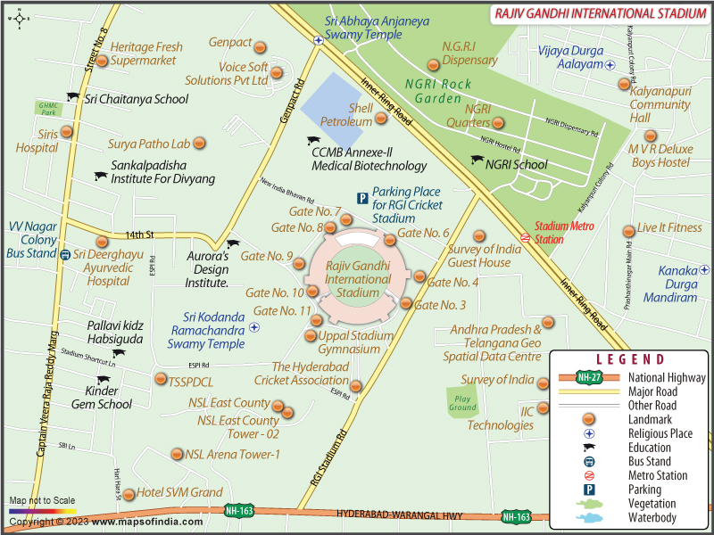 Rajiv Gandhi International Cricket stadium Map