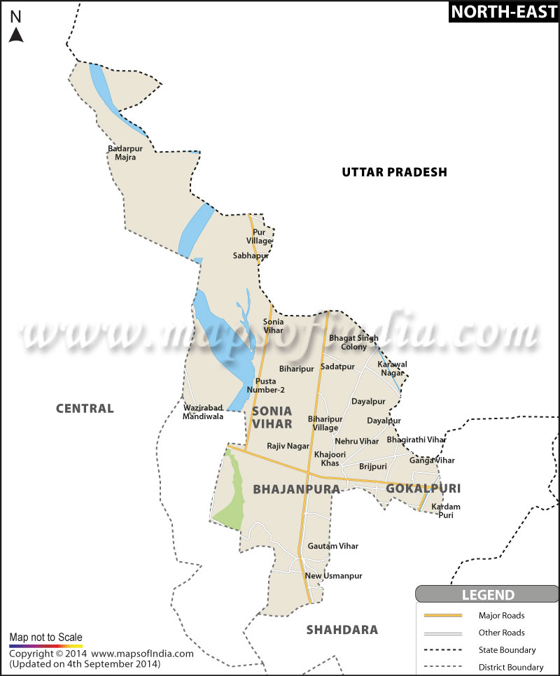 North East Delhi District Map