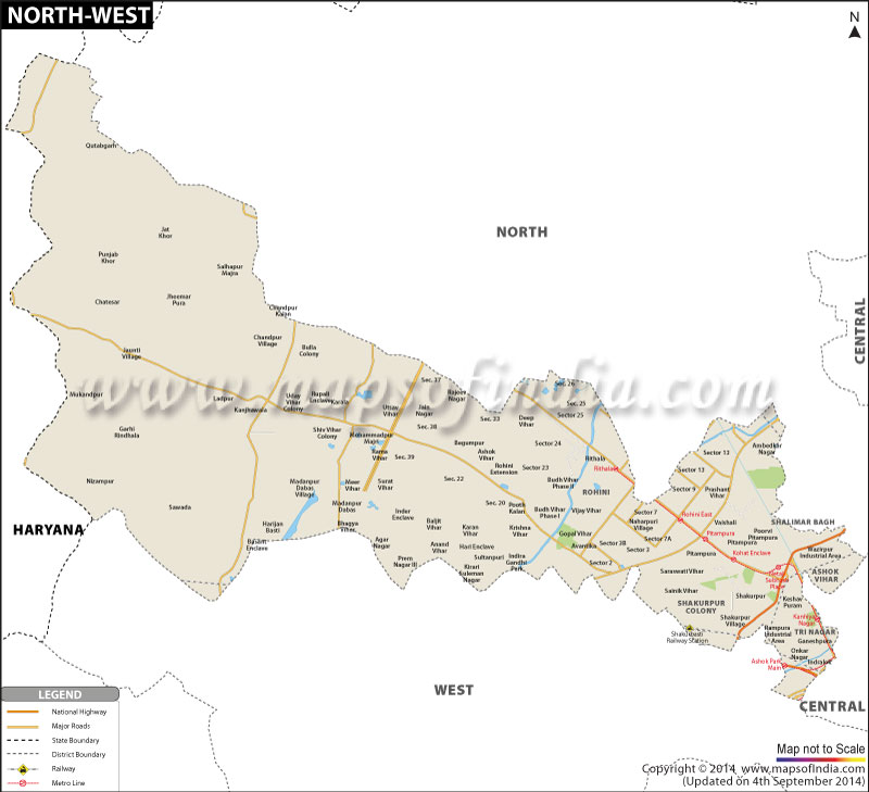 North West Delhi District Map