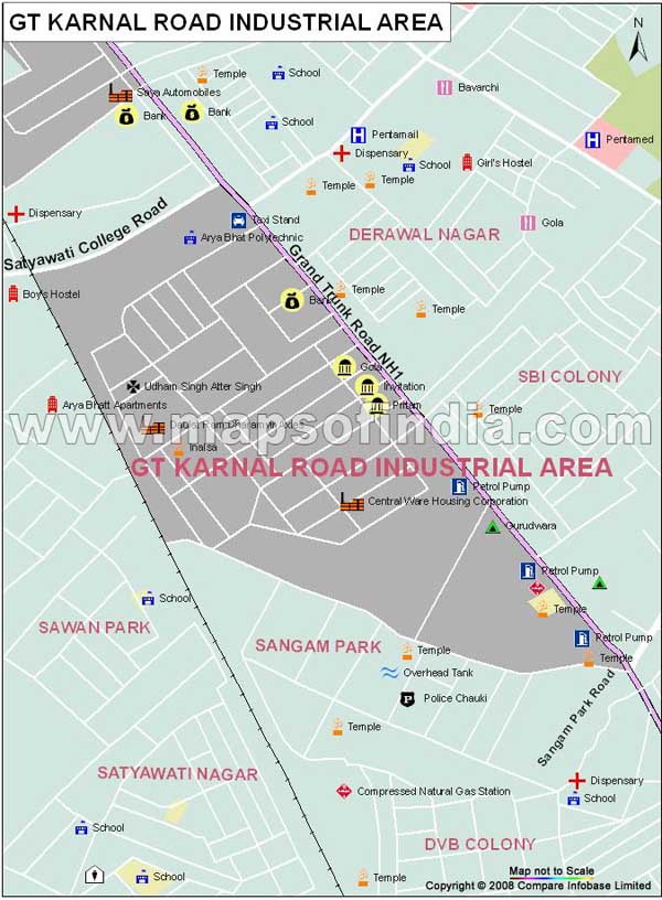 GT Karnal Road Industrial Area Map