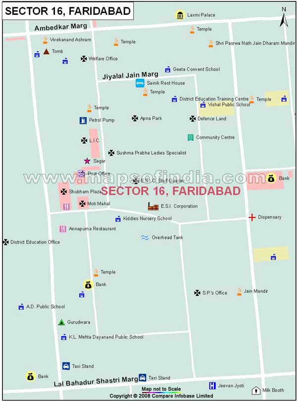 Sector 16 Locality Map, Faridabad