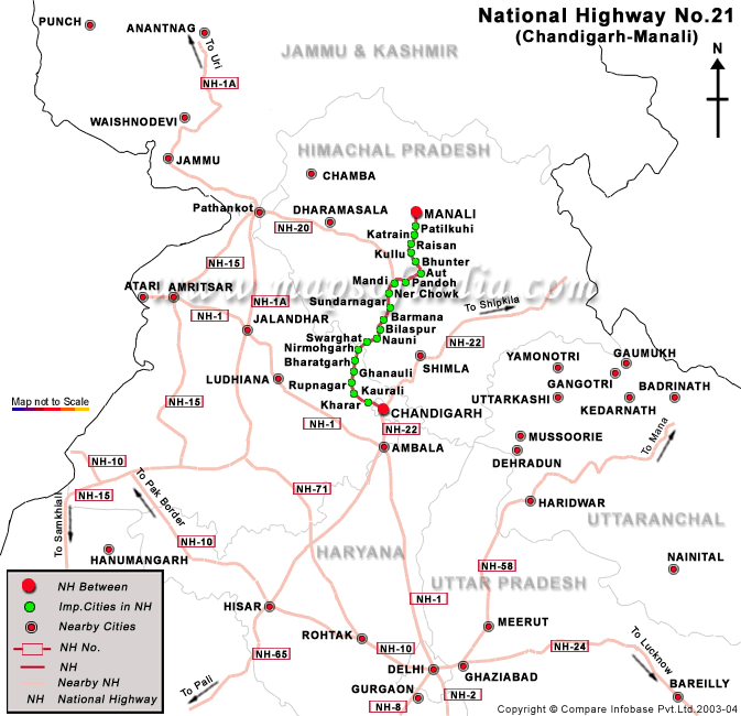 NH 21 Driving Direction Map