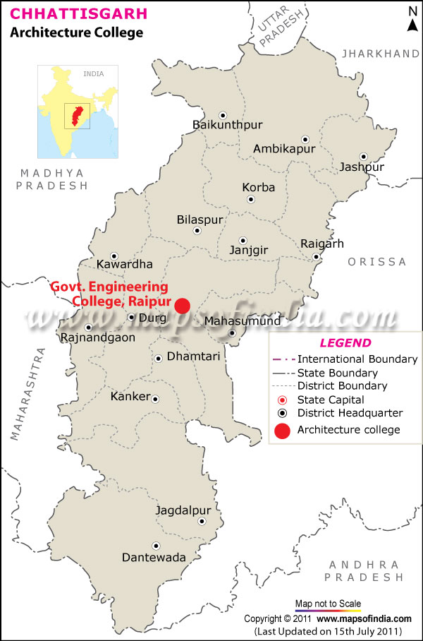 Map of Chhattisgarh Architecture Colleges