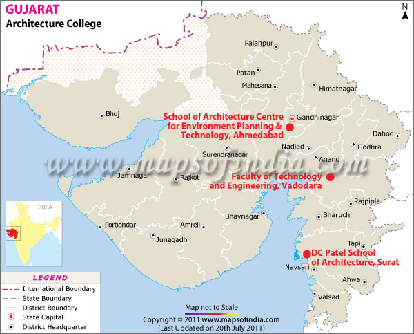 Map of Gujarat Architecture Colleges