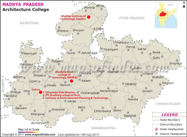 Map of Madhya Pradesh Architecture Colleges