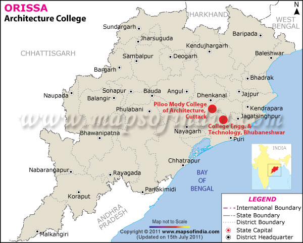 Map of Orissa Architecture Colleges