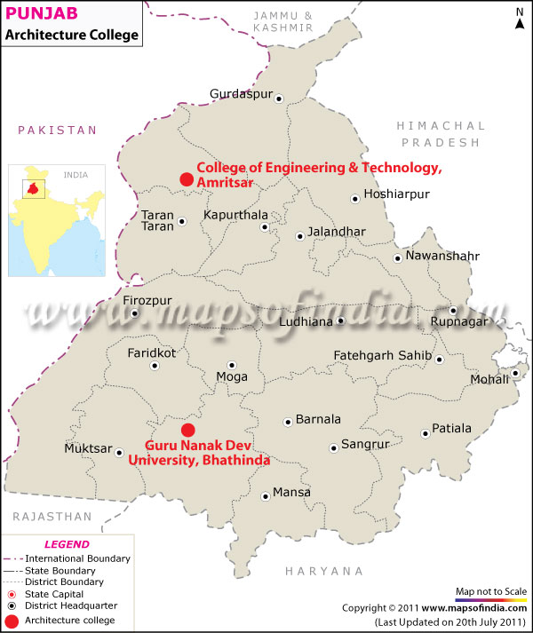 Map of Punjab Architecture Colleges