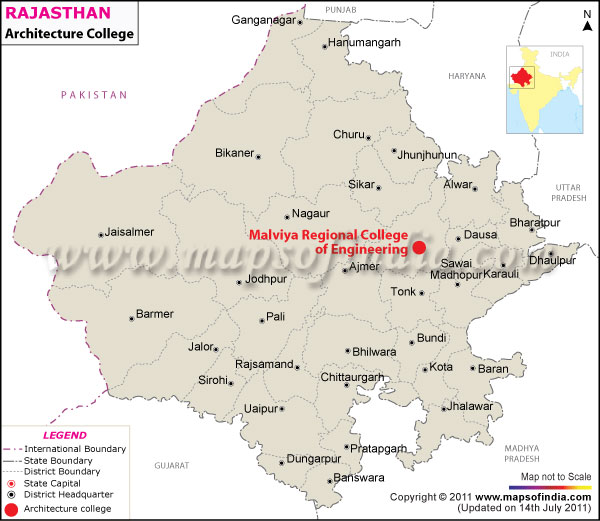 Map of Rajasthan Architecture Colleges