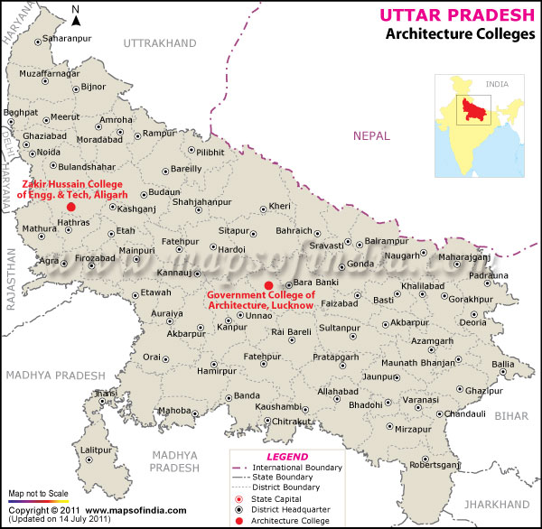 Map of Uttar Pradesh Architecture Colleges