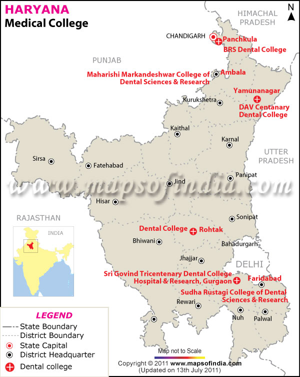 Map of Haryana Dental Colleges