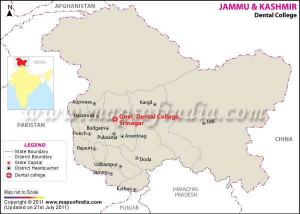 Map of Jammu and Kashmir Dental Colleges