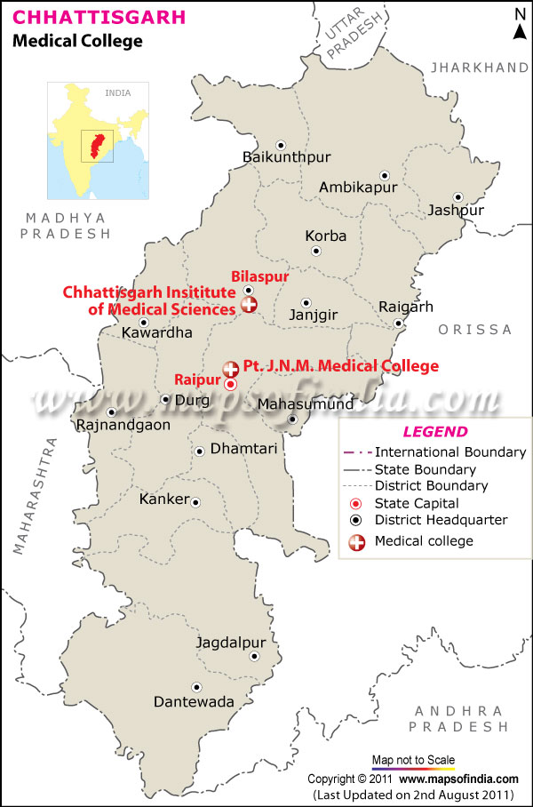 Map of Chhattisgarh Medical Colleges