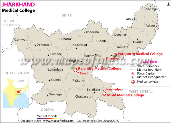 Map of Jharkhand Medical Colleges