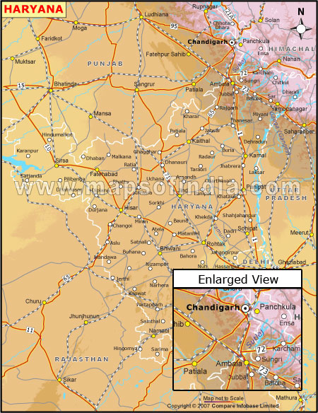 Elevation Map of Haryana