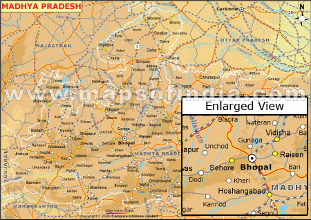 Elevation Map of Madhya Pradesh
