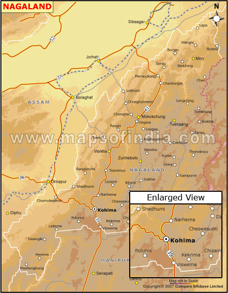 Elevation Map of Nagaland