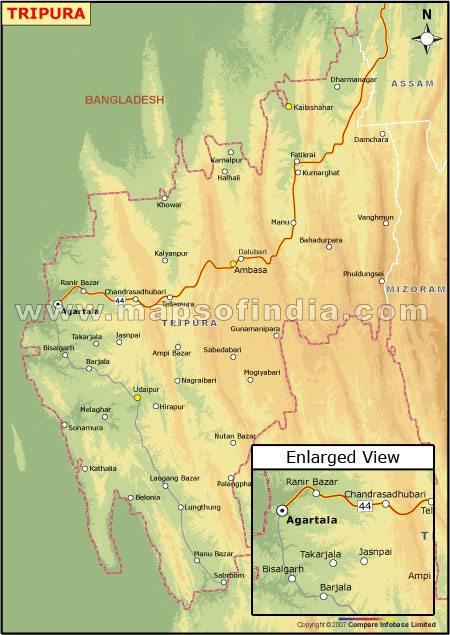 Elevation Map of Tripura