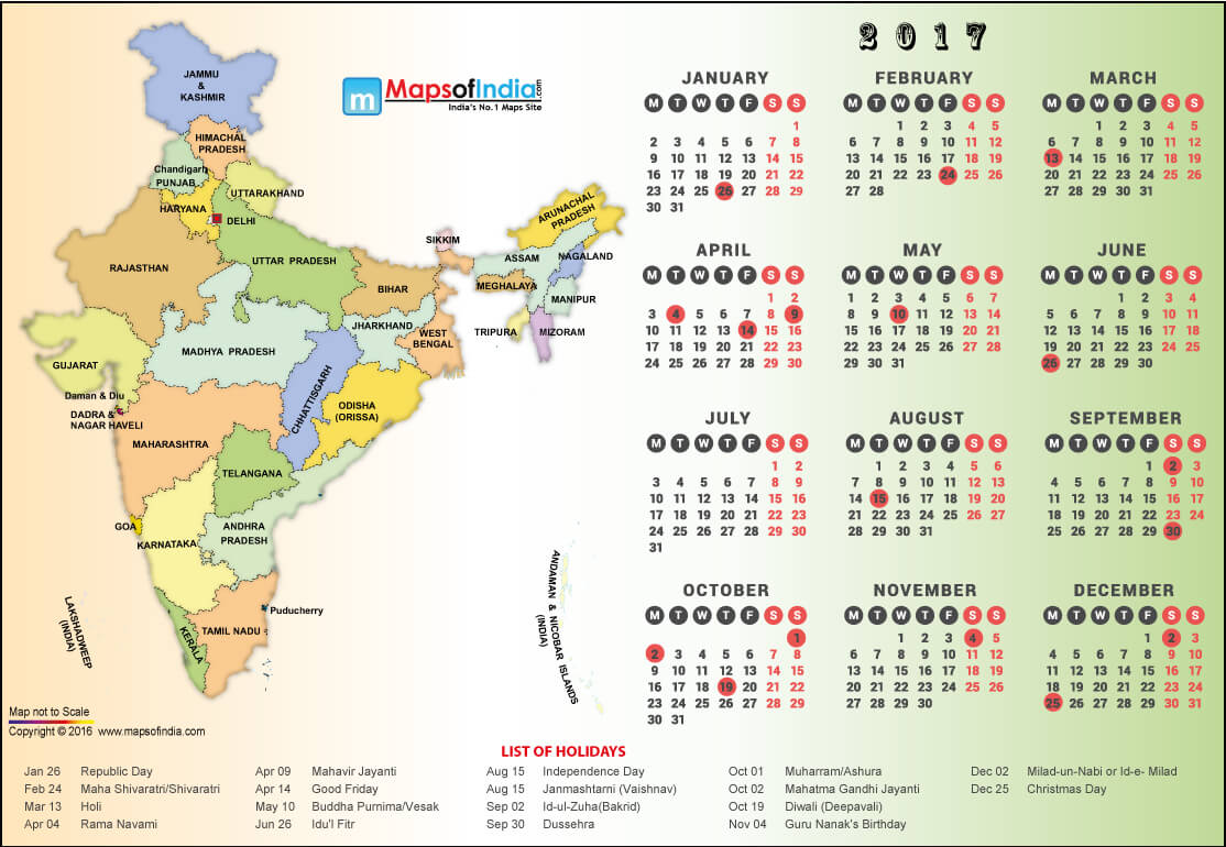 Indian Calendar 2017