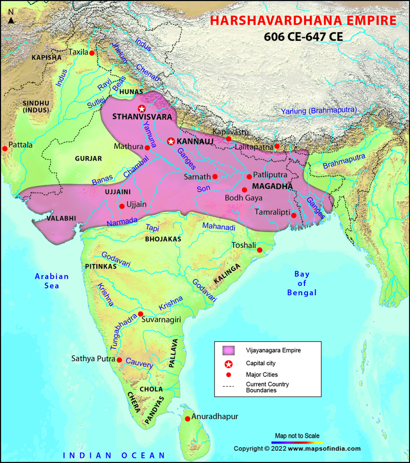 Map of Harshavardhana Empire