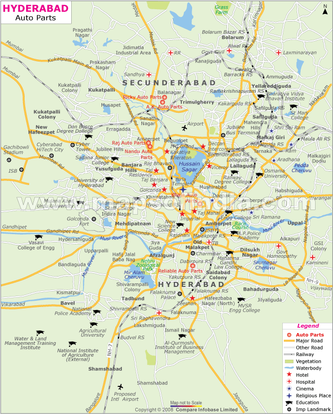 Map of Auto Parts Centre in Hyderabad