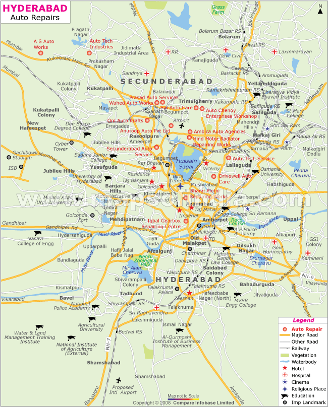 Map of Auto Repair shops in Hyderabad