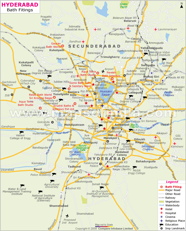 Map of Bath Fittings in Hyderabad
