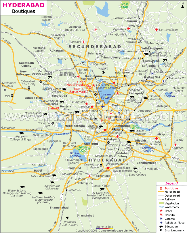 Map of Boutiques in Hyderabad Map of Boutiques in Hyderabad