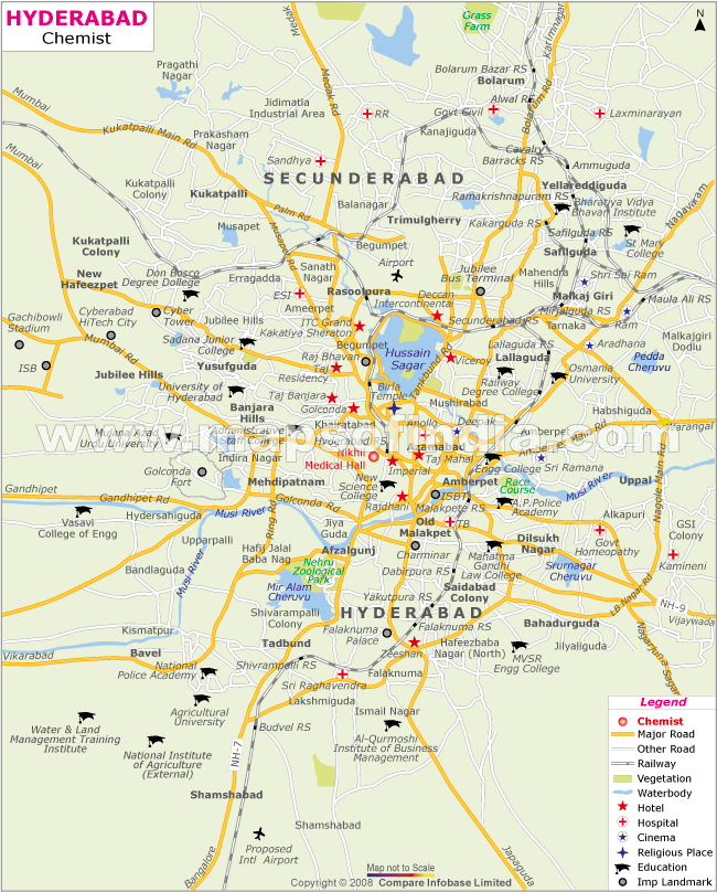 Map of Chemists in Hyderabad Map of Chemists in Hyderabad