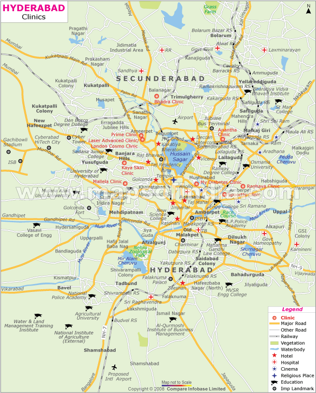 Map of Clinics in Hyderabad Map of Clinics in Hyderabad