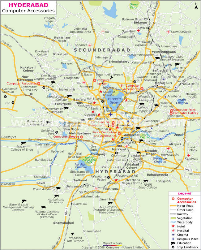 Map of Computer Accessories Dealers in Hyderabad Map of Computer Accessories Dealers in Hyderabad