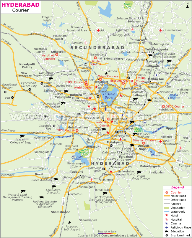 Map of Courier Services in Hyderabad