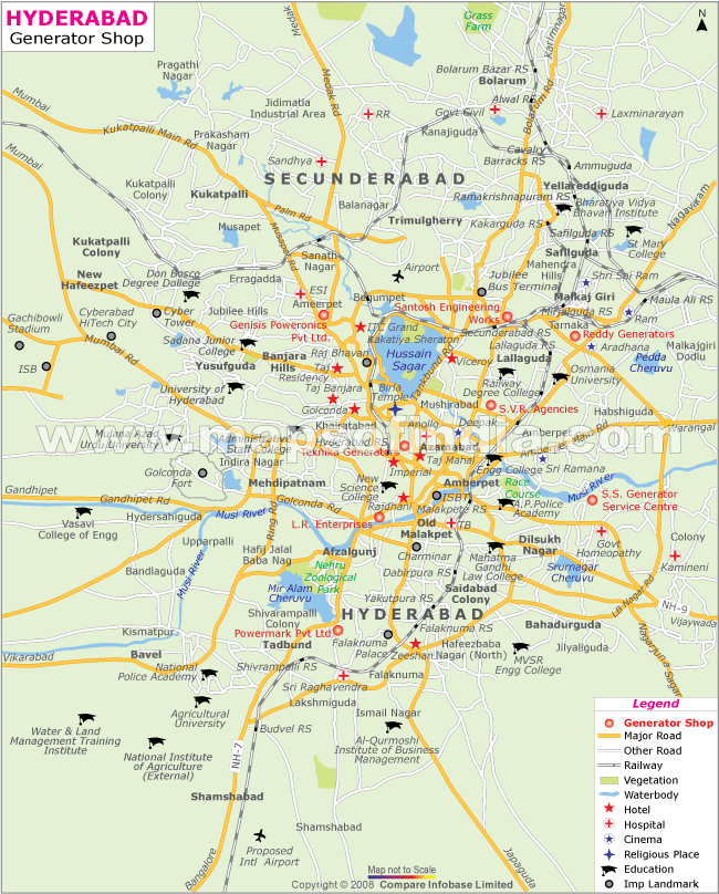 Map of Generator Dealers in Hyderabad