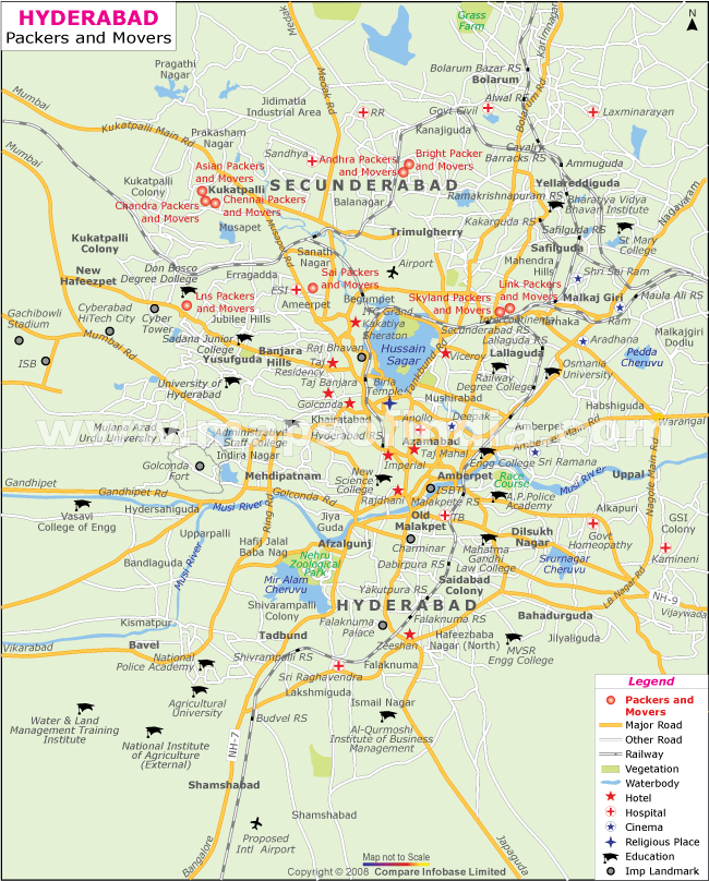 Map of Packers & Movers in Hyderabad
