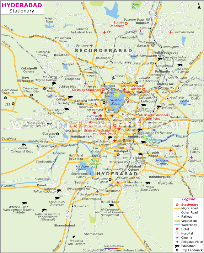 Map of Stationery in Hyderabad