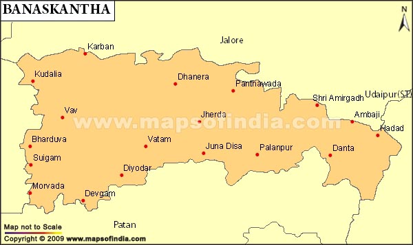 Map Of Banaskantha District Of Gujarat Banaskantha District - Junglekey.in Image